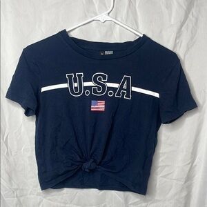 H&M Navy Blue USA Crop Top